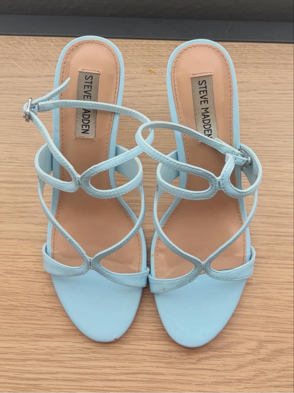 Steve Madden Baby Blue Patent Strappy Heels - Picture 2 of 3